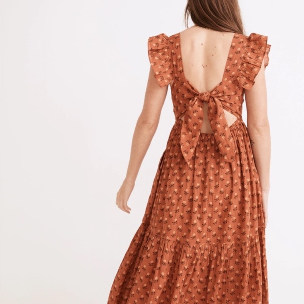 Madewell Rust Floral Maxi Dress with Open/ Tie Back